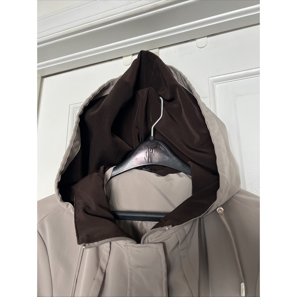 George Hoo1ded Lightweight Utility Taupe Jacket Lined Detachable Hood Sz 18/20 - Picture 4 of 16
